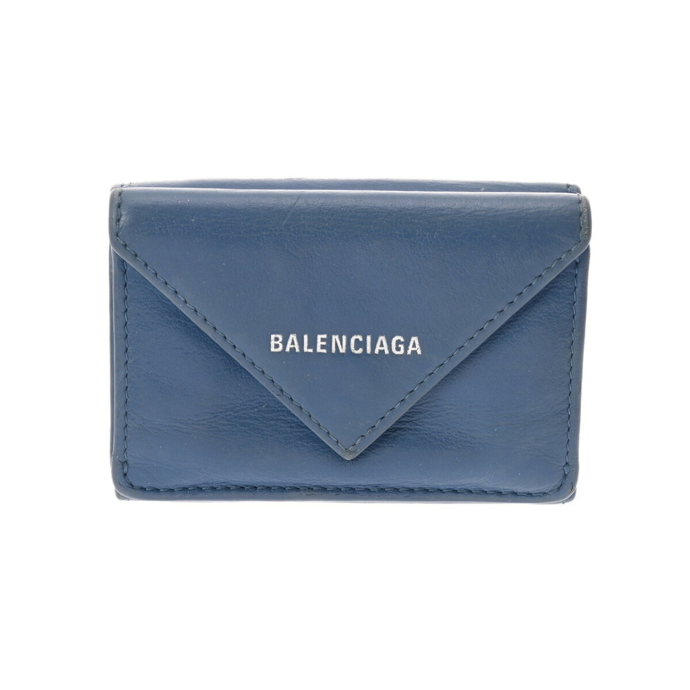 Balenciaga fold Wallet Blue Paper Tri Calfskin - Picture 2 of 12